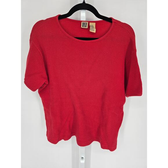 North West Blues Women's Red Short Sleeve Waffle Cotton T-shirt Top Size L - Picture 1 of 4